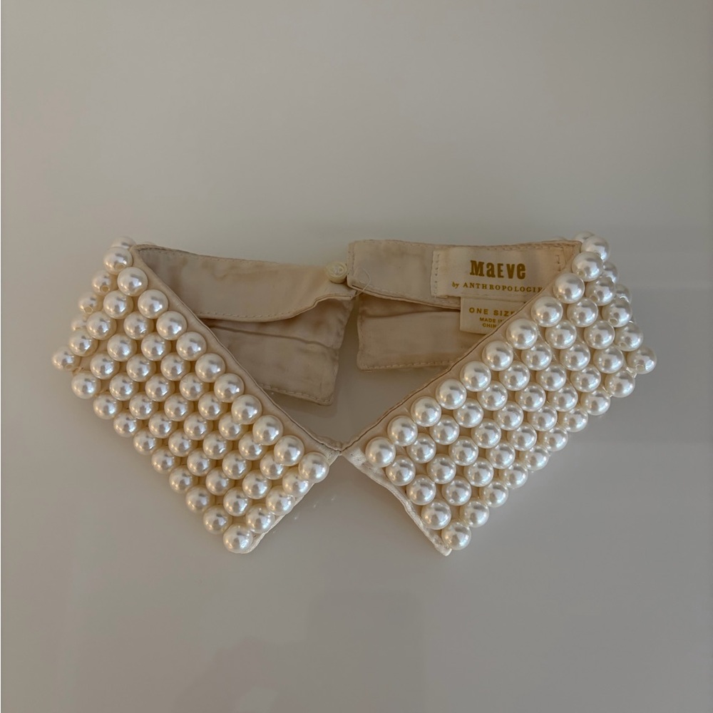 Anthropologie Maeve Cream Satin Collar